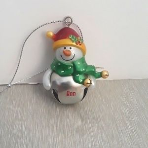 Christmas Ornament "Ann" Snowman Bell